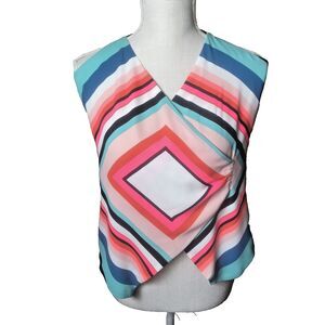 Express Woman's Multicolor Tie Back Halter Handkerchief Top Size M